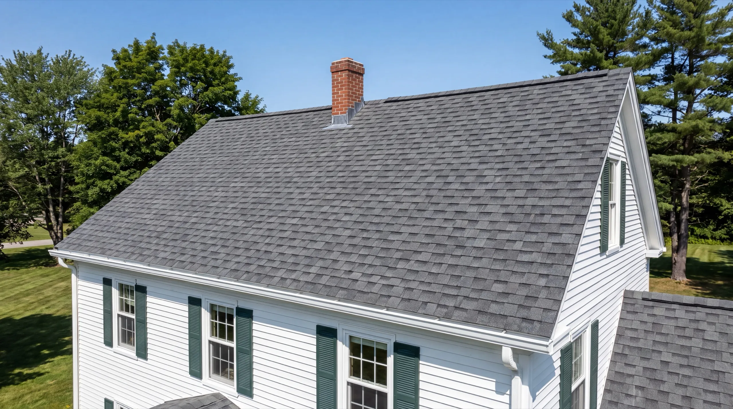 New architectural shingle roof on a Maine home