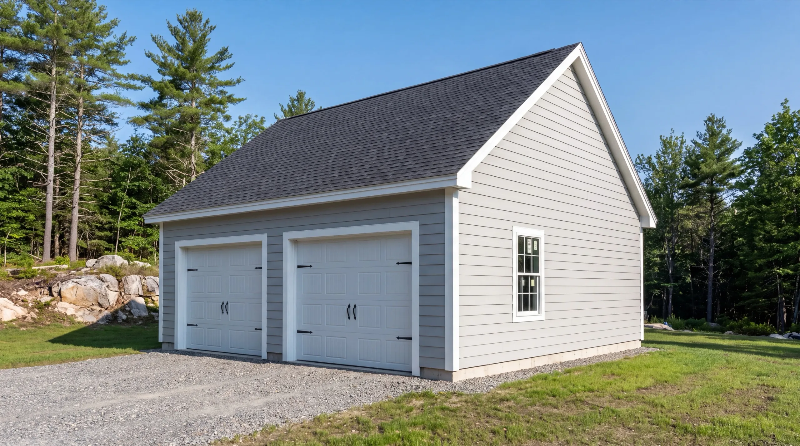 New two-bay detached garage in Maine